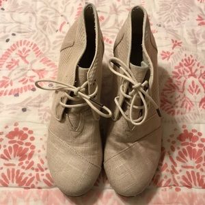 Toms Canvas Wedge Booties